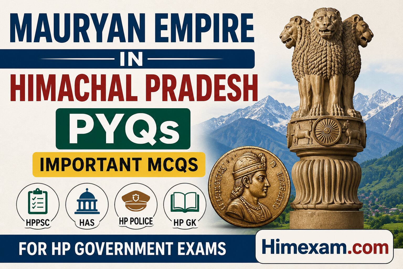 Mauryan Empire in Himachal Pradesh PYQs | Important MCQs for HP Government Exams