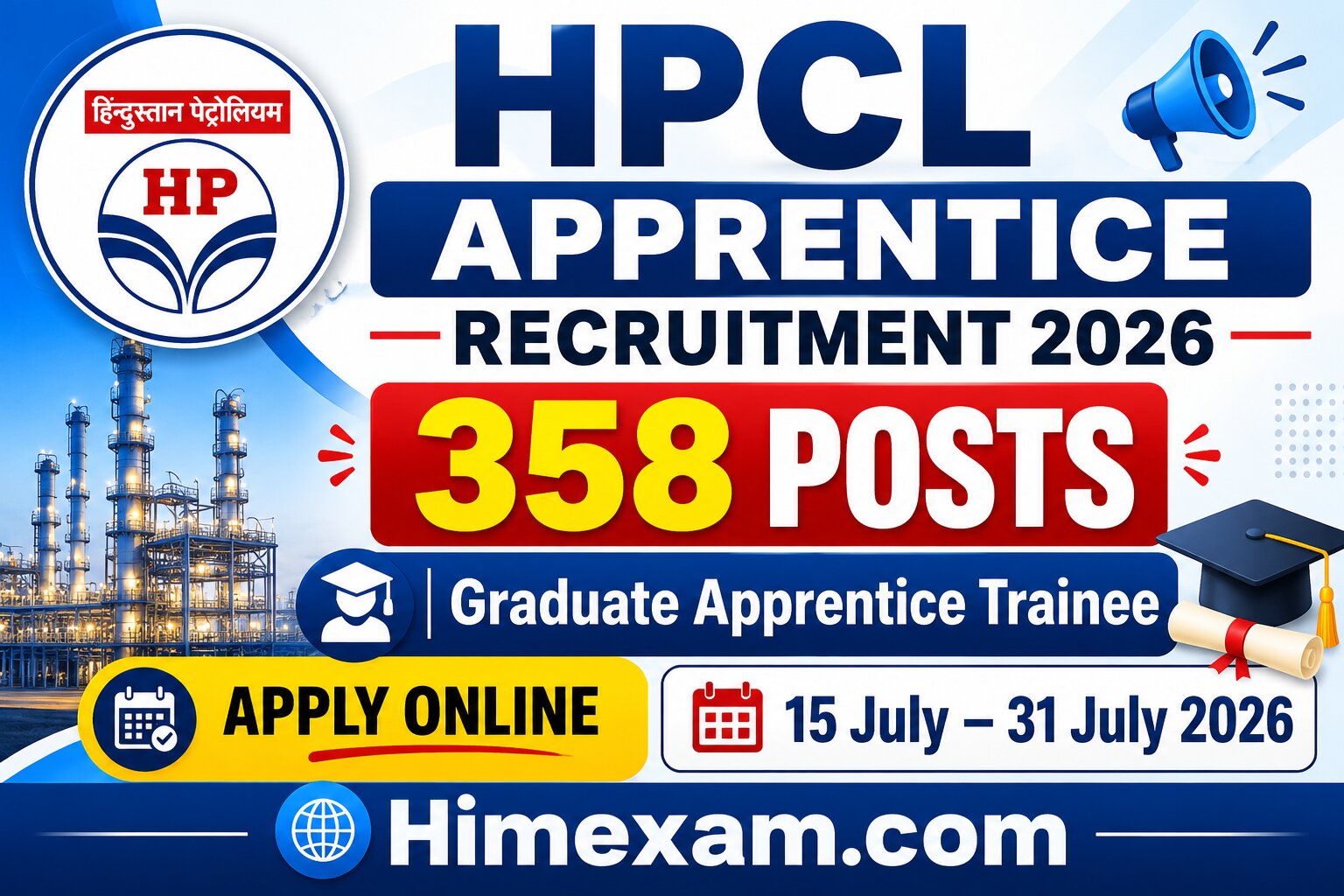 HPCL Graduate Apprentice Recruitment 2026 Notification Out for 358 Posts | Apply Online