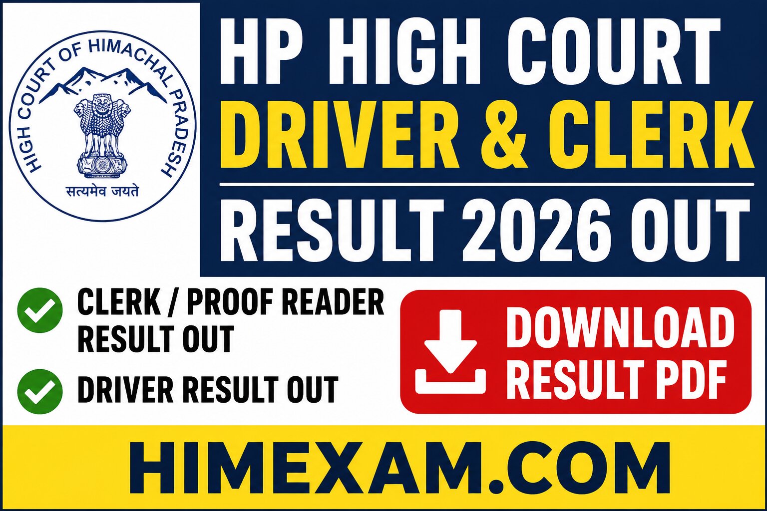 HP High Court Clerk Proof Reader & Driver Result 2026 Out