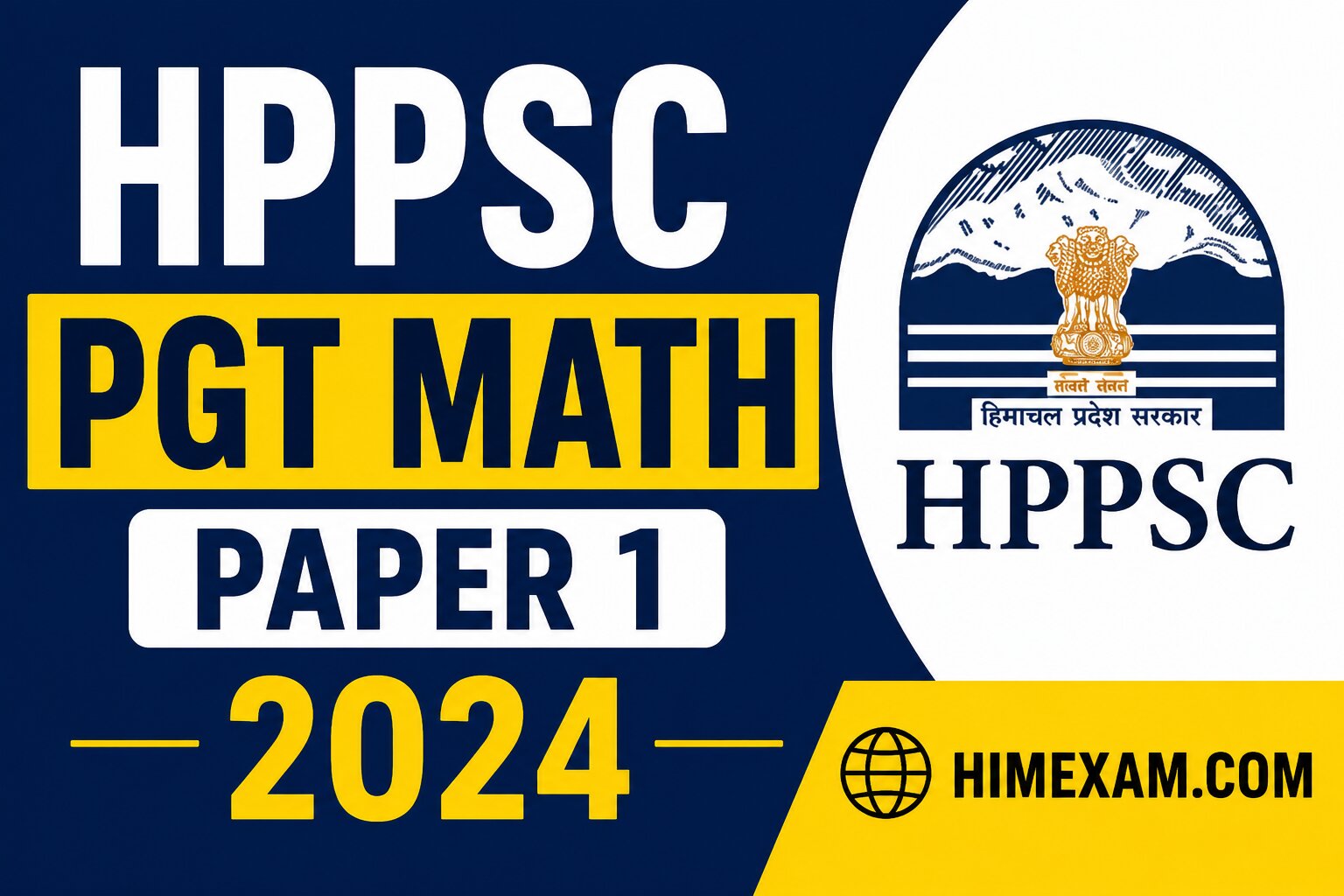 HPPSC Shimla PGT Mathematics Paper 1 Question Paper 2024