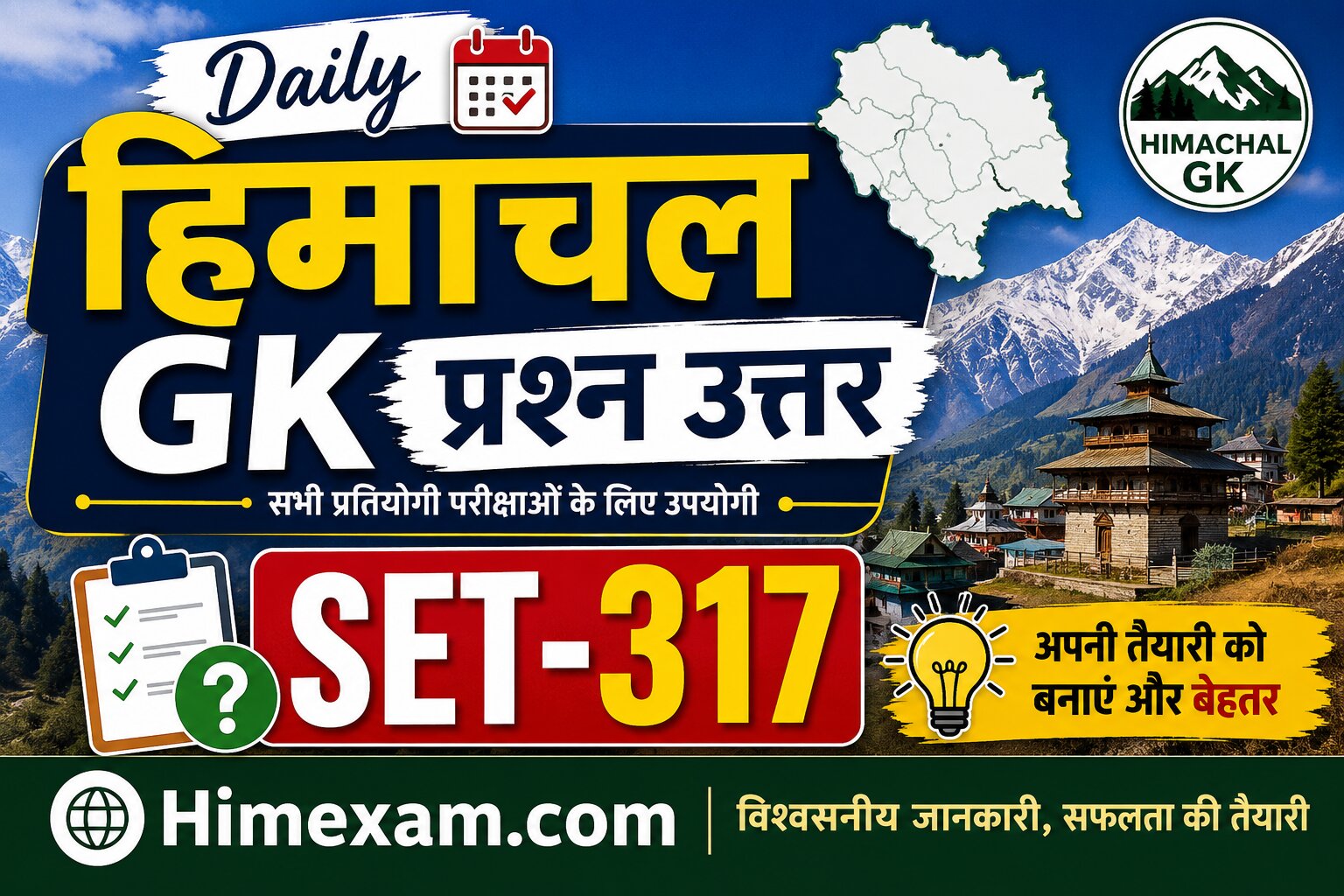 Daily Himachal GK Question Answer Set-317(Hindi)