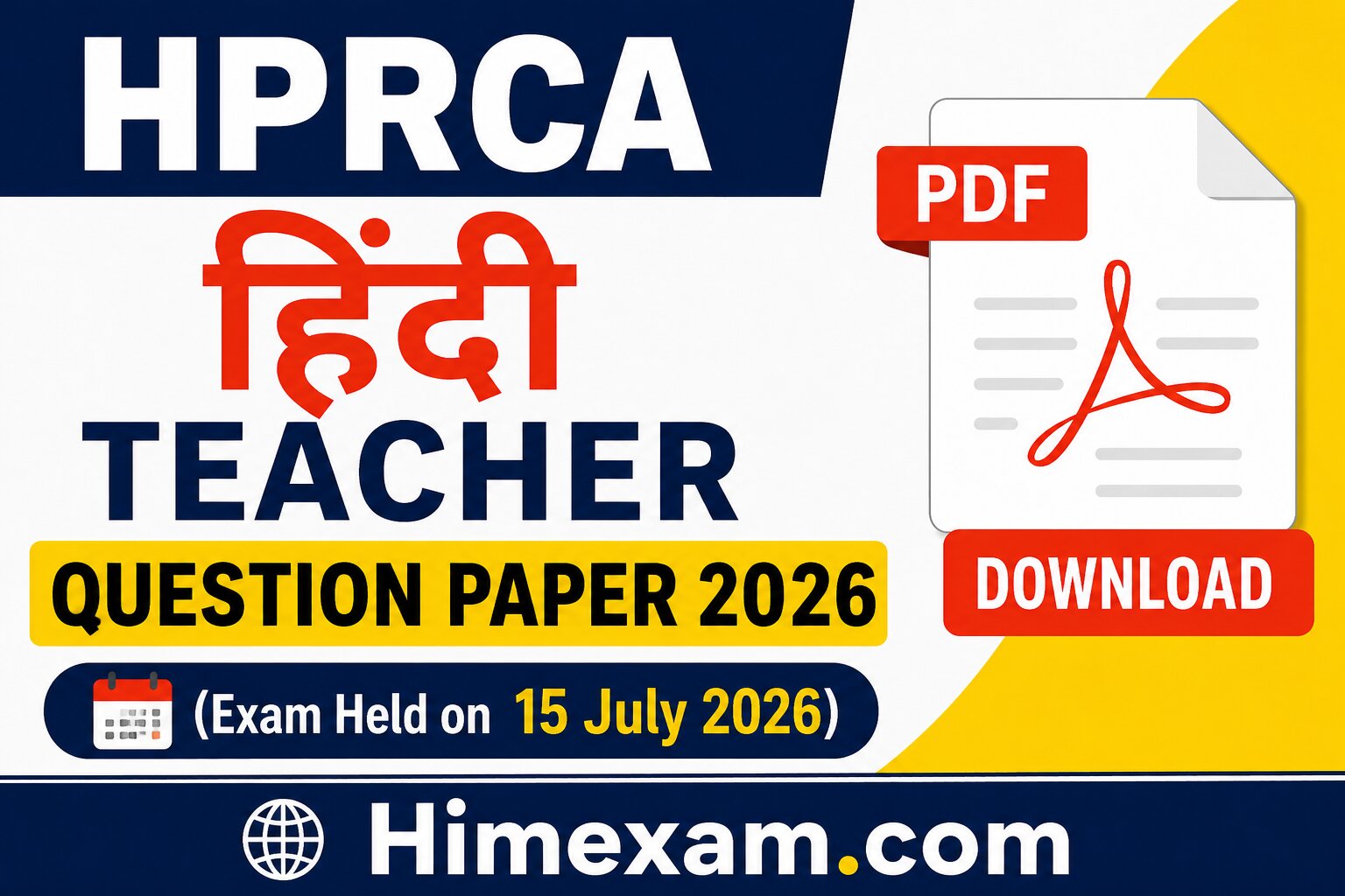 HPRCA Hindi Teacher Question Paper 2026 PDF Download (Exam Held on 15 July 2026)