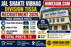 Jal Shakti Division Tissa Recruitment 2026: Apply Offline for Para Pump Operator, Para Fitter & Multipurpose Worker Posts