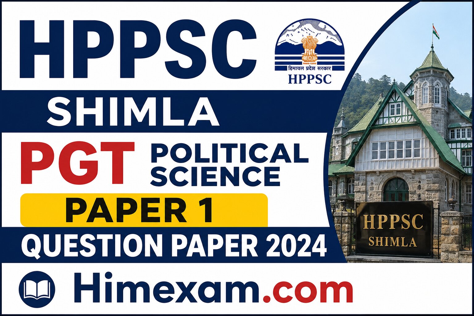 HPPSC Shimla PGT Political Science Paper 1 Question Paper 2024