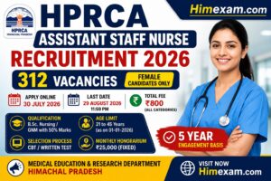 HPRCA Assistant Staff Nurse Recruitment 2026 Notification Out for 312 Posts | Apply Online