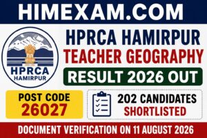 HPRCA Hamirpur Teacher Geography Result 2026 Out for Post Code 26027