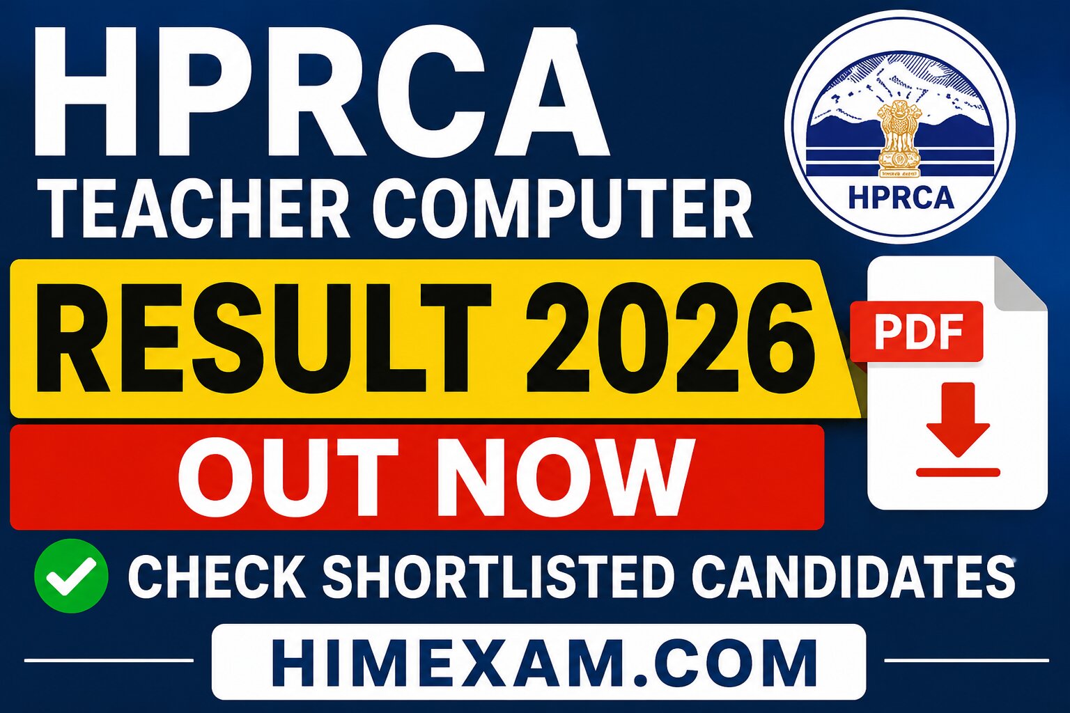 HPRCA Teacher Computer Result 2026 Out – Check Shortlisted Candidates PDF, Document Verification Date
