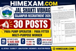 Jal Shakti Vibhag Sujanpur Recruitment 2026 – Apply for 30 Para Pump Operator, Fitter & MPW Posts
