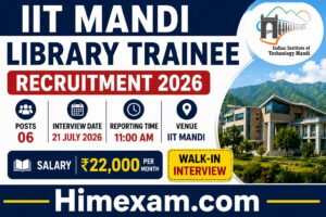 IIT Mandi Library Trainee Recruitment 2026 – Walk-in Interview for 6 Posts
