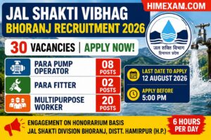 Jal Shakti Vibhag Bhoranj Recruitment 2026: Apply for 30 Para Pump Operator, Fitter & MPW Posts