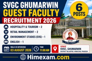 Swami Vivekanand Government College Ghumarwin Guest Faculty Recruitment 2026 – Walk-in Interview for 6 Posts