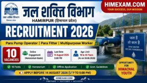 Jal Shakti Vibhag Hamirpur Recruitment 2026 – Apply for 10 Para Pump Operator, Fitter & Multipurpose Worker Posts
