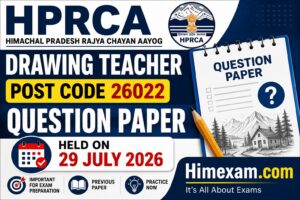 HPRCA Drawing Teacher Post Code 26022 Question Paper 2026 – 29 July 2026
