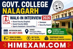 Govt. College Nalagarh Walk-in Interview 2026
