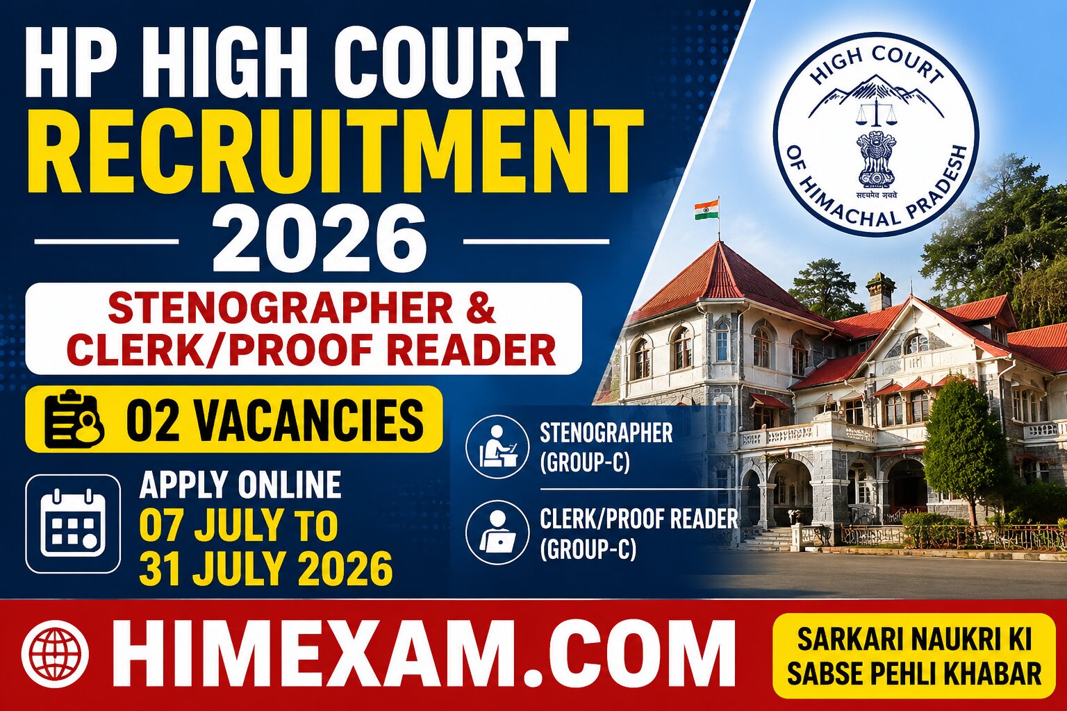 HP High Court Recruitment 2026 Notification Out for Stenographer & Clerk/Proof Reader Posts – Apply Online