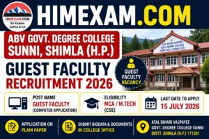 ABV Govt. Degree College Sunni Guest Faculty Recruitment 2026 – Apply for Computer Application Post