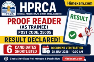 HPRCA Proof Reader Result 2026 Declared: 6 Candidates Shortlisted for Document Verification