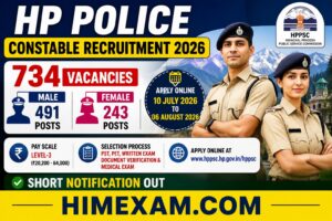 HP Police Constable Recruitment 2026 Notification Out: 734 Posts for Male & Female Constables, Apply Online:- HPPSC Shimla