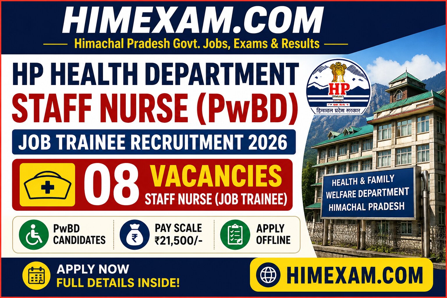 HP Health Department Staff Nurse (PwBD) Job Trainee Recruitment 2026