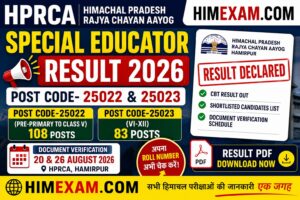 HPRCA Special Educator Result 2026 Out for Post Code 25022 & 25023 | Shortlisted Candidates List PDF,