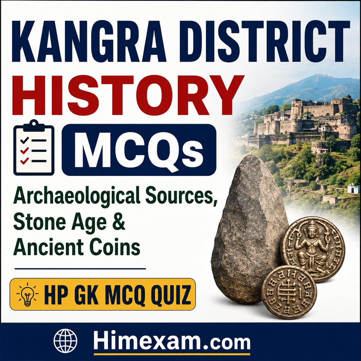 Kangra District History MCQs: Archaeological Sources, Stone Age & Ancient Coins | HP GK MCQ Quiz