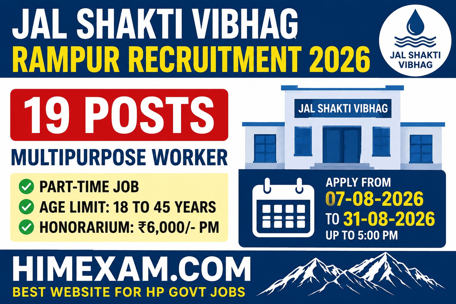 Jal Shakti Vibhag Rampur Recruitment 2026: 19 Multipurpose Worker Posts