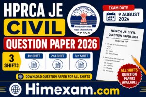 HPRCA JE Civil Question Paper 2026 – 9 August 2026 , All Shifts