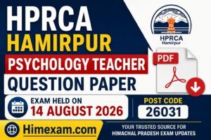 HPRCA Hamirpur Psychology Teacher Question Paper Held on 14 August 2026 