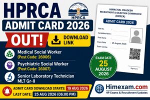 HPRCA Admit Card 2026 Out: Medical Social Worker, Psychiatric Social Worker & Senior Laboratory Technician MLT Gr-II – Download Link