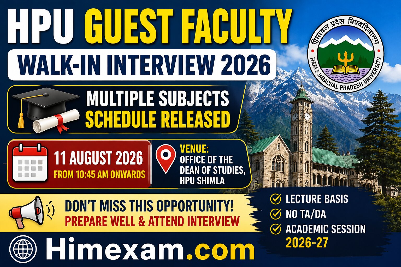 HPU Guest Faculty Recruitment 2026