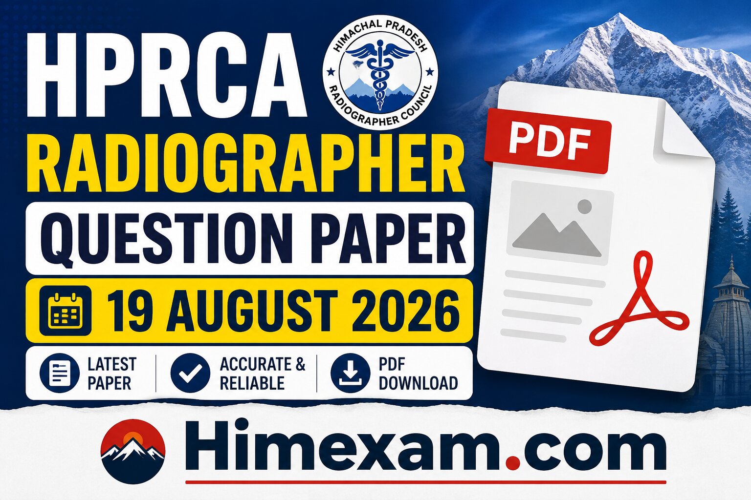 HPRCA Radiographer Question Paper 19 August 2026 PDF