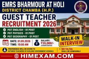 EMRS Bharmour Guest Teacher Recruitment 2026 – Walk-in Interview for PGT Posts