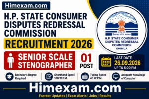H.P. State Consumer Disputes Redressal Commission Senior Scale Stenographer Recruitment 2026