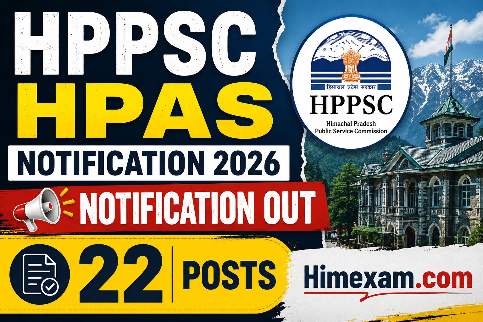 HPPSC HPAS Notification 2026|| Notification Out|| 22 Posts