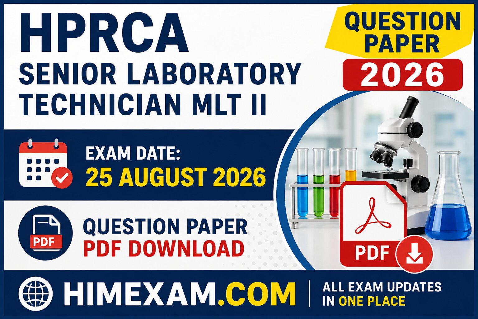 HPRCA Senior Laboratory Technician MLT II Question Paper 2026 – 25 August PDF