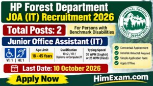 HP Forest Department JOA (IT) Recruitment 2026 – 2 Posts, Eligibility, Dates & Application Form