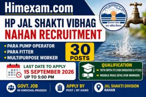 HP Jal Shakti Vibhag Nahan Recruitment 2026 – Para Pump Operator, Para Fitter & Multipurpose Worker