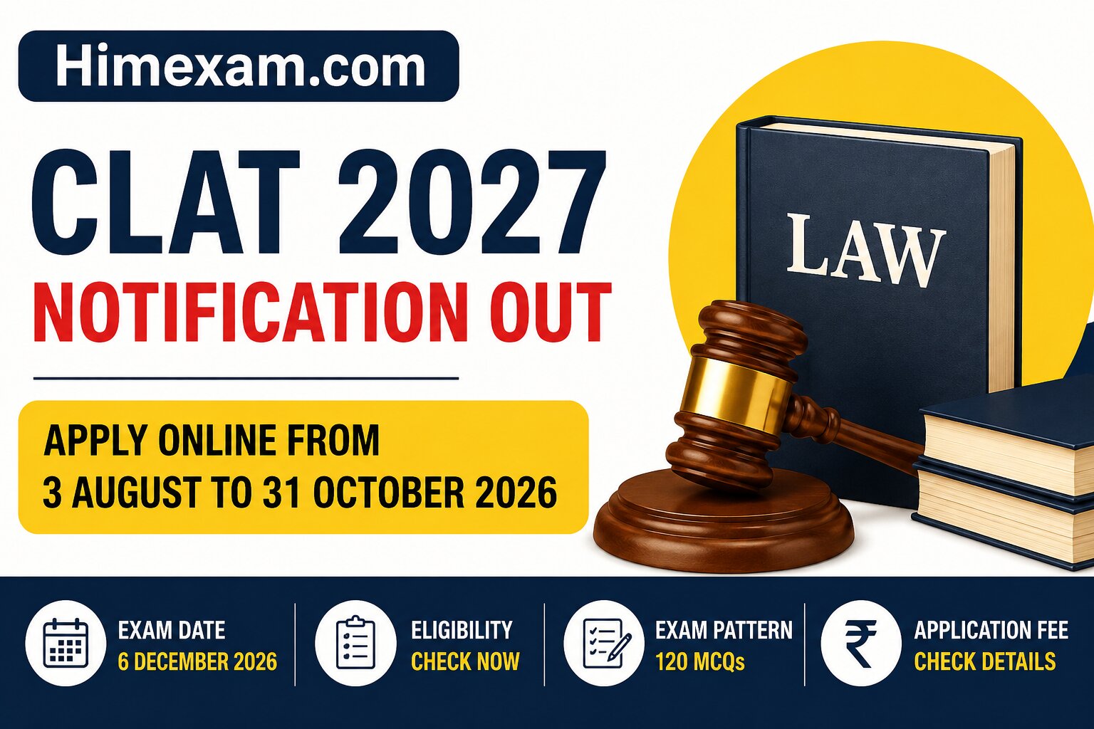 CLAT 2027 Notification Out: Apply Online From 3 August, Check Exam Date, Eligibility, Fees & Exam Pattern