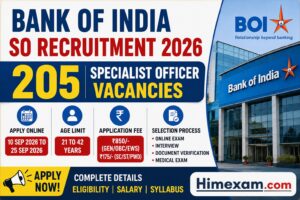 Bank of India SO Recruitment 2026: 205 Specialist Officer Vacancies, Apply Online