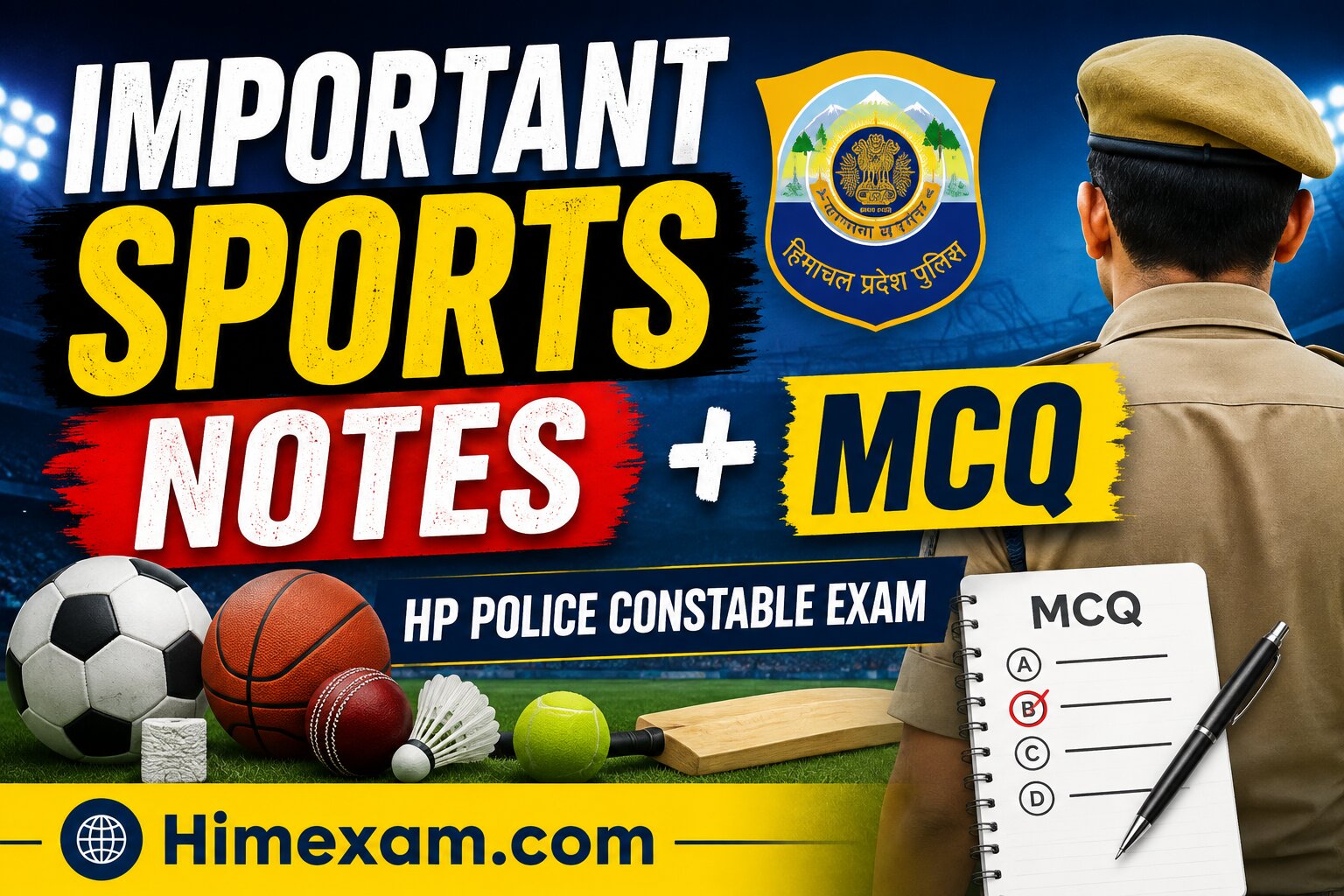 Important Sports Notes + MCQ | HP Police Constable Exam