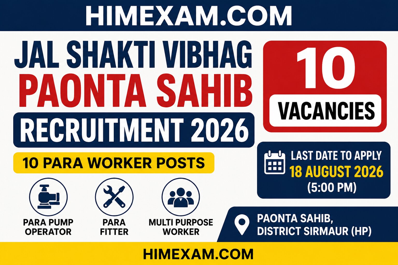 Jal Shakti Vibhag Paonta Sahib Recruitment 2026