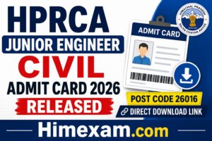 HPRCA Junior Engineer Civil Admit Card 2026 Released