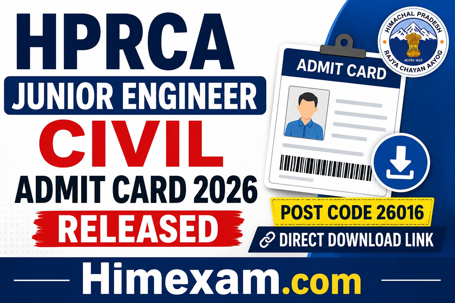 HPRCA Junior Engineer Civil Admit Card 2026 Released