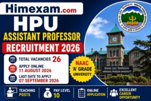 HPU Assistant Professor Recruitment 2026 Notification