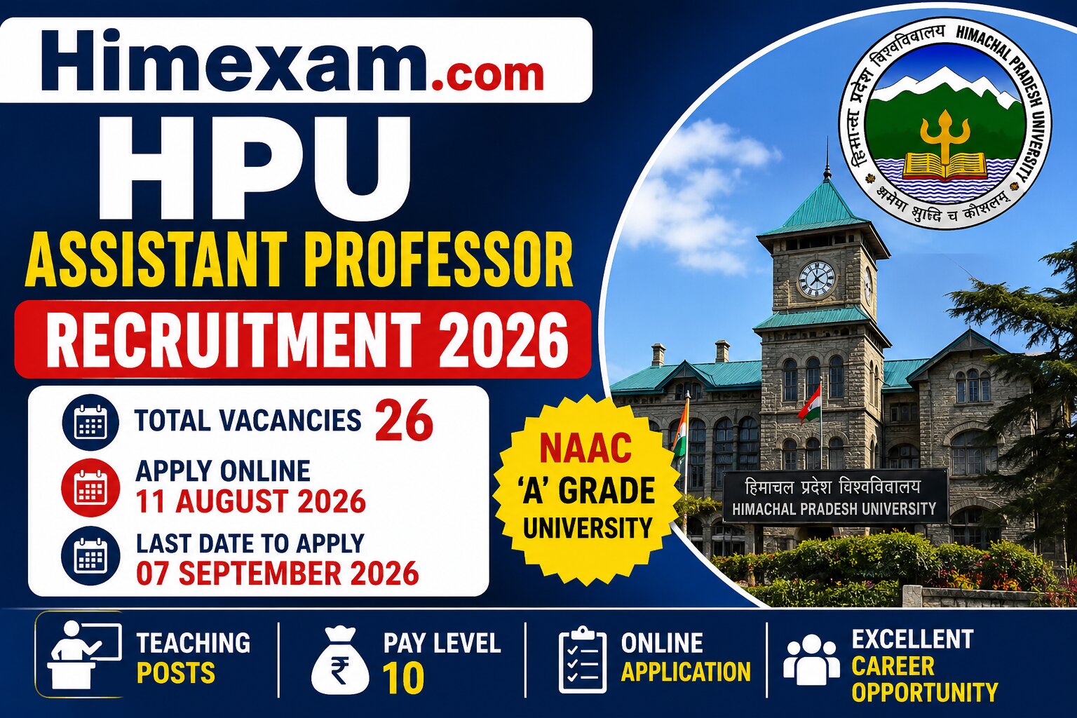 HPU Assistant Professor Recruitment 2026 Notification