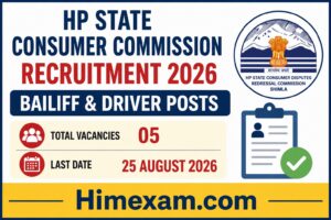 HP State Consumer Commission Recruitment 2026 – Bailiff & Driver Posts, Apply by 25 August 2026