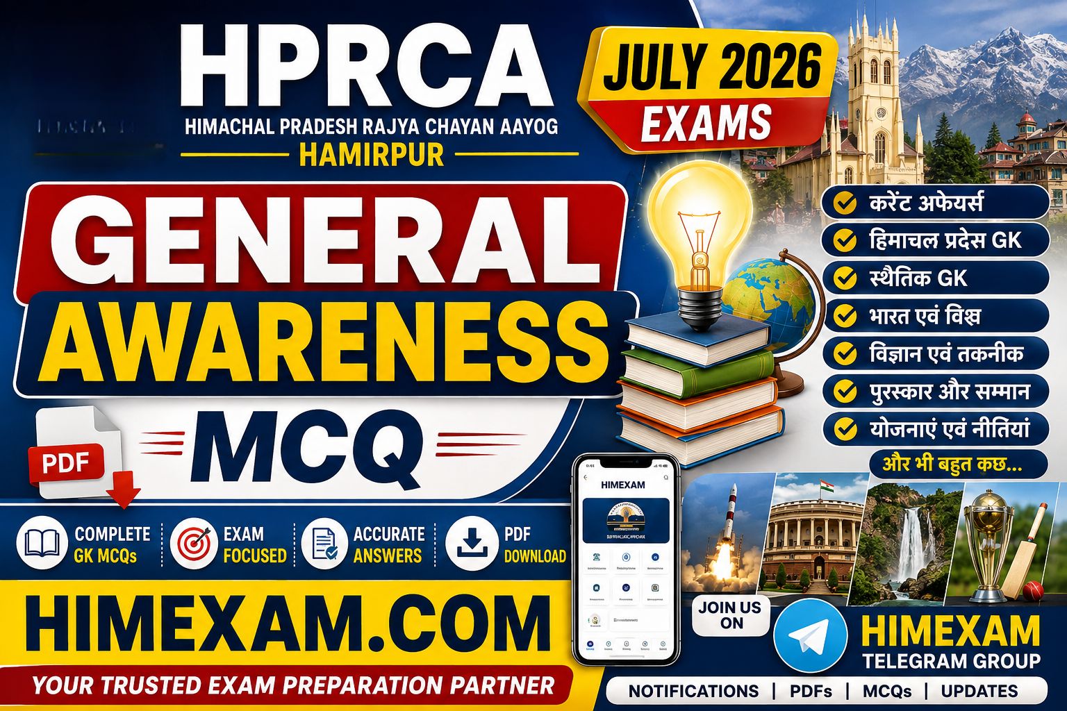 HPRCA General Awareness MCQ PDF – July 2026 Exams | Complete GK Questions & Answers