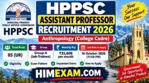 HPPSC Assistant Professor Anthropology Recruitment 2026 – Apply Online for 5 Posts