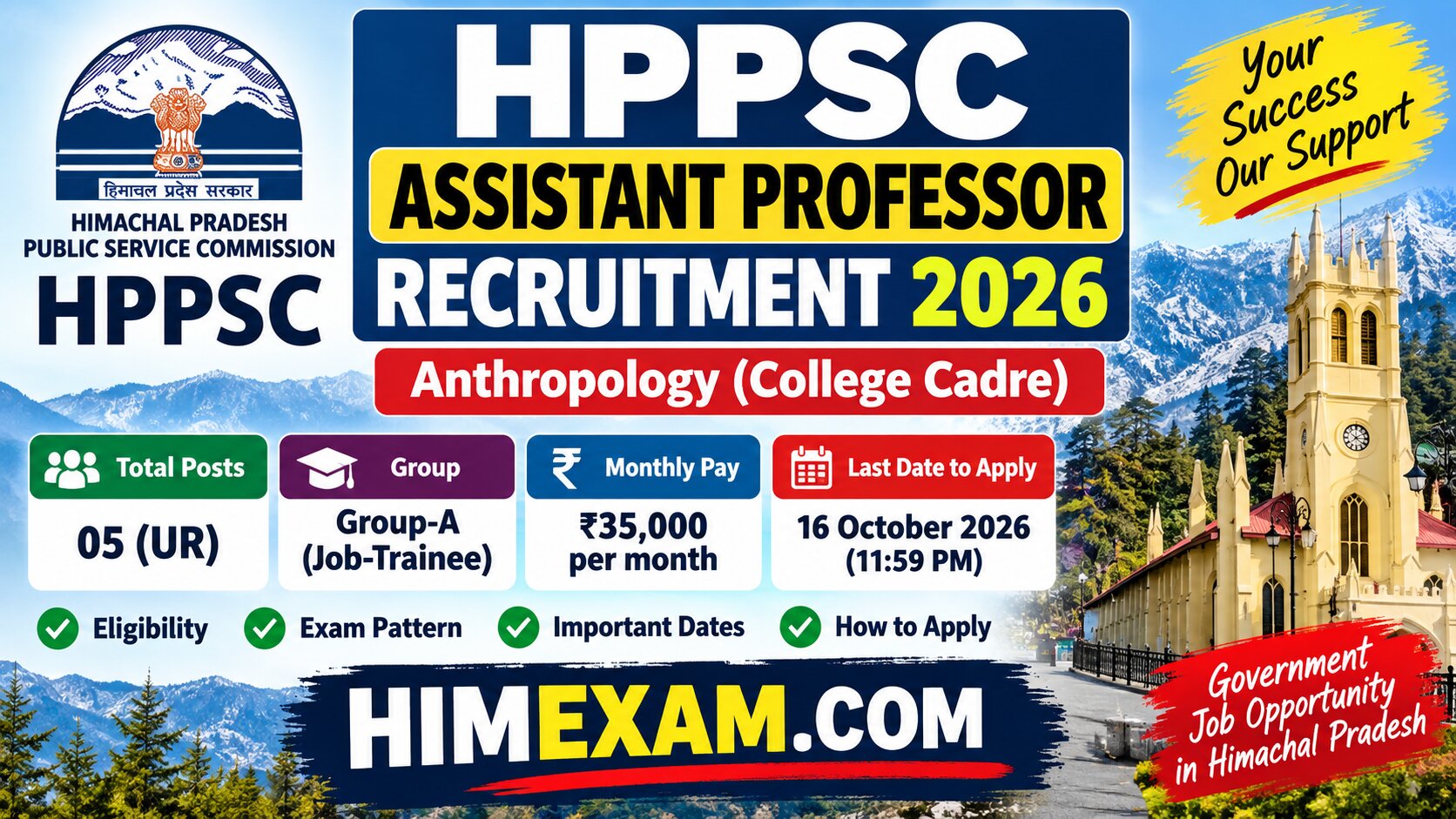 HPPSC Assistant Professor Anthropology Recruitment 2026 – Apply Online for 5 Posts