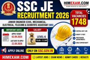 SSC JE Recruitment 2026: Apply Online for 1748 Junior Engineer Vacancies, Notification, Eligibility & Exam Dates